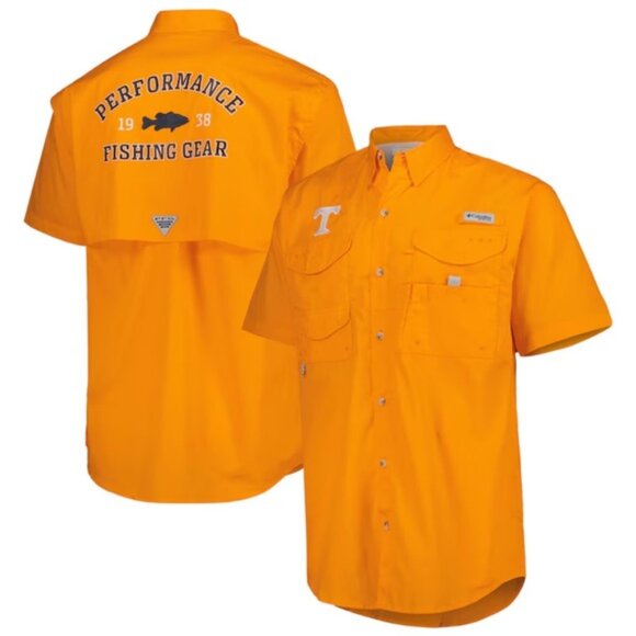 NWT Columbia Men's Orange Tennessee Bonehead Button Up Shirt Size Medium - Picture 1 of 9